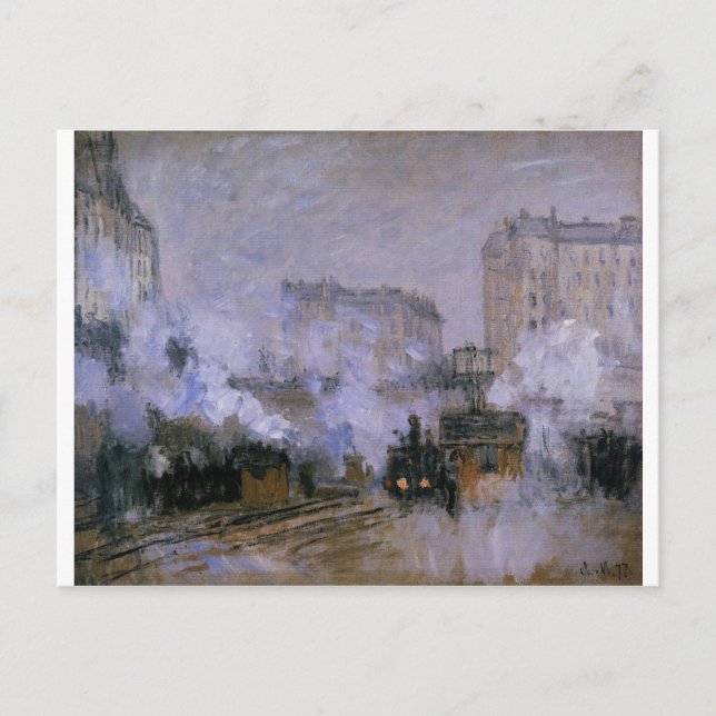 Cartão Postal Estação santo-Lazare, chegada de um trem por Claud (Frente)