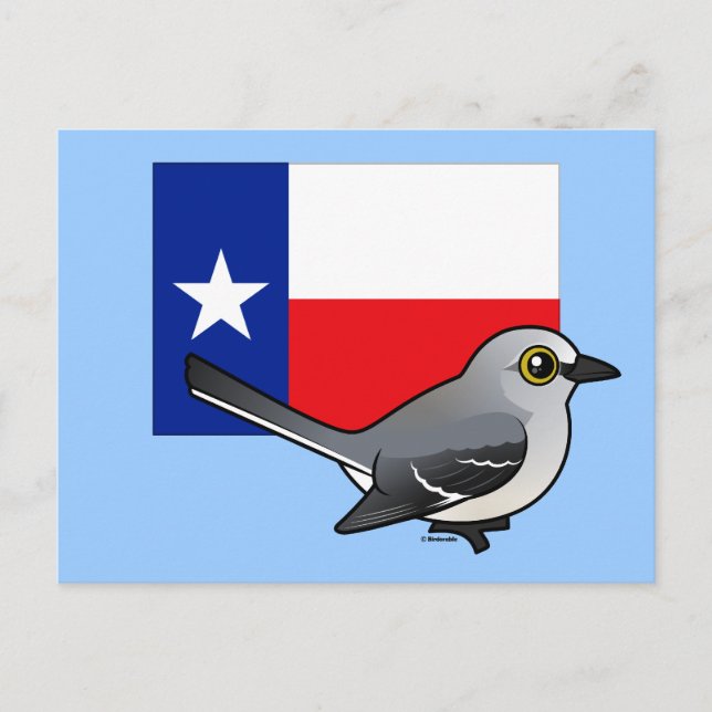 Cartão Postal Estado Birdorable do Texas: Norte Mockingbird (Frente)