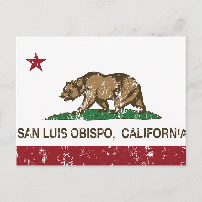 Cartão Postal Estado da Califórnia Bandeira San Luis Obispo (Frente)