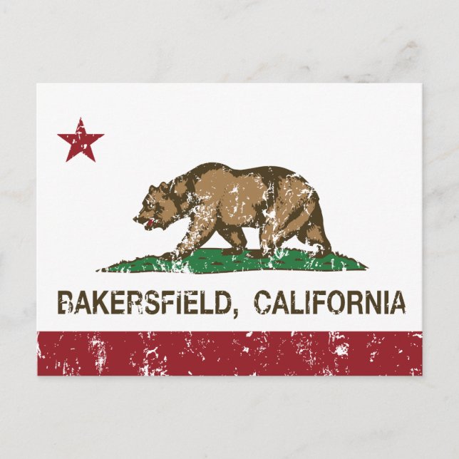 Cartão Postal Estado da Califórnia Flag Bakersfield (Frente)