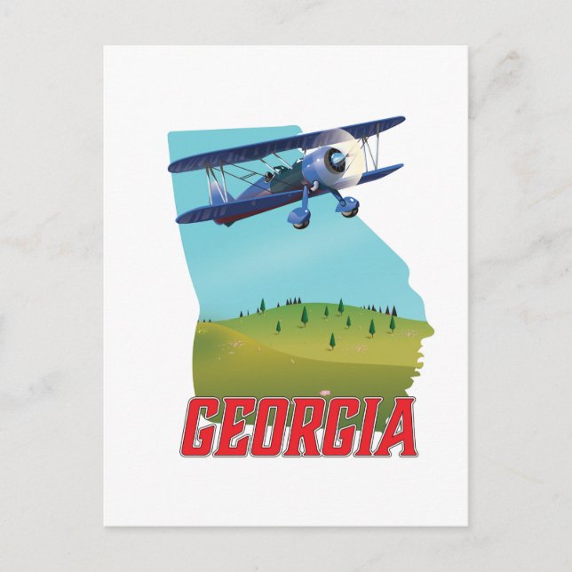 Cartão Postal Estado da Geórgia, Poster de viagens dos EUA, (Frente)