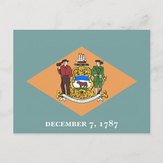 Cartão Postal Estado de Bandeira de Delaware (Frente)