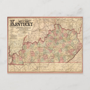 Cartão Postal Estado de mapa de Kentucky por James Lloyd (1862)