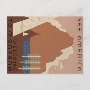 Cartão Postal Estado de Montana: Tribos Indígenas, Montanhas, Pr