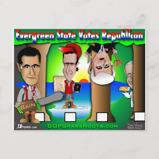 Cartão Postal Estado do GOP Evergreen (Frente)