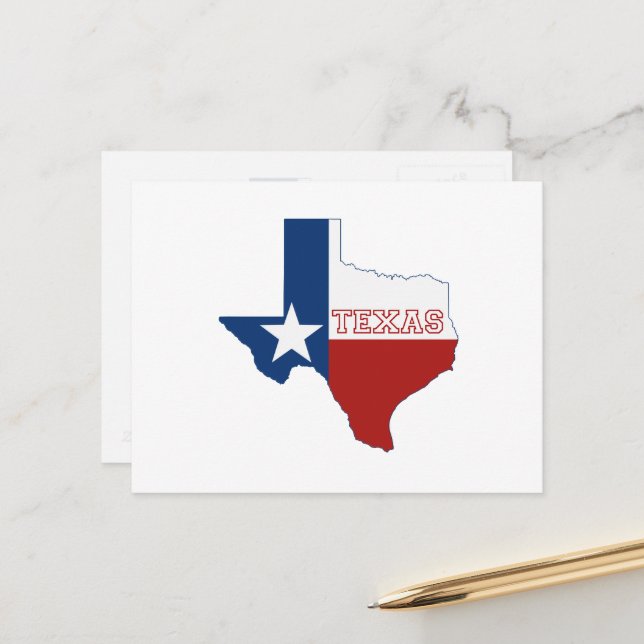 Cartão Postal Estado Forma do Texas Sinalizador Vermelho Branco  (Frente/Verso In Situ)