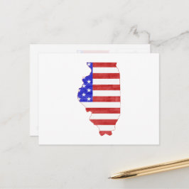 Cartão Postal Estado Patriótico de Illinois - Bandeira Americana