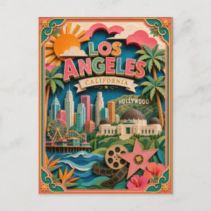 Cartão Postal Estados de PopCut Los Angeles Califórnia Arte de P
