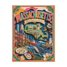 Estados de PopCut Massachusetts Arte em papel 3D C