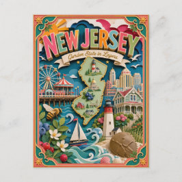 Cartão Postal Estados do PopCut Nova Jersey Arte em Papel Colori