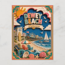 Estados do PopCut Praia Dewey Delaware Arte de Pap