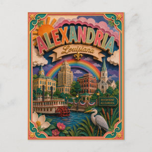Cartão Postal Estados PopCut Alexandria Louisiana Arte em Papel