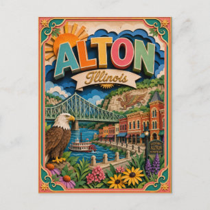 Cartão Postal Estados PopCut Alton Illinois Arte em Papel