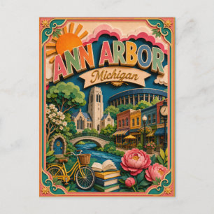 Cartão Postal Estados PopCut Ann Arbor Michigan Arte em Papel