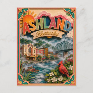 Cartão Postal Estados PopCut Ashland Kentucky Arte em Papel