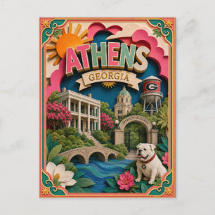 Cartão Postal Estados PopCut Atenas Geórgia Arte de Papel