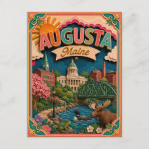 Estados PopCut Augusta Maine Arte em Papel