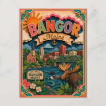 Estados PopCut Bangor Maine Arte em Papel