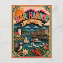 Estados PopCut Bar Harbor Maine Arte em Papel