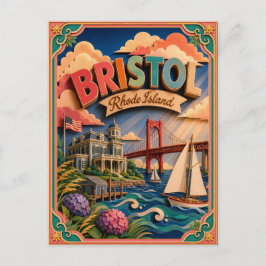 Cartão Postal Estados PopCut Bristol Rhode Island Arte em Papel