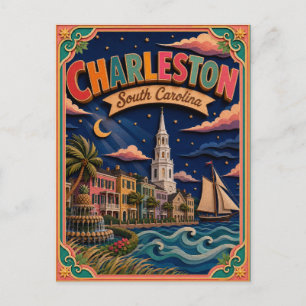 Cartão Postal Estados PopCut Charleston Carolina do Sul Arte em