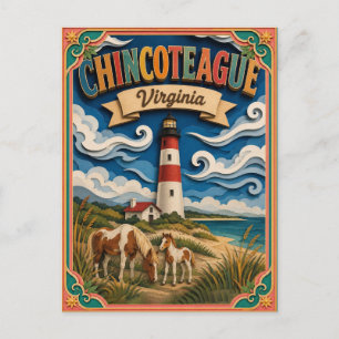 Cartão Postal Estados PopCut Chincoteague Virgínia Arte em Papel