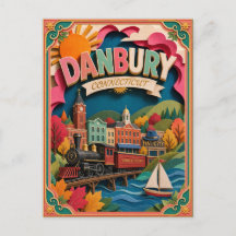 Estados PopCut Danbury Connecticut Arte de Papel