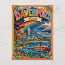 Estados PopCut Davenport Iowa Arte em Papel