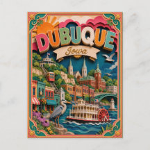 Estados PopCut Dubuque Iowa Arte em Papel