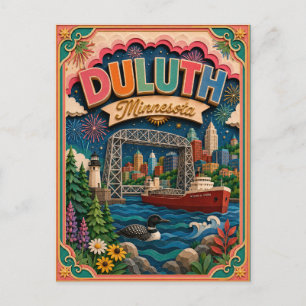 Cartão Postal Estados PopCut Duluth Minnesota Arte em Papel