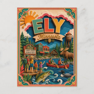 Cartão Postal Estados PopCut Ely Minnesota Arte em Papel