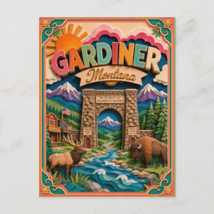 Cartão Postal Estados PopCut Gardiner Montana Arte em Papel