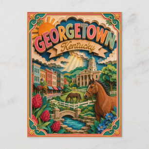 Cartão Postal Estados PopCut Georgetown Kentucky Arte em Papel
