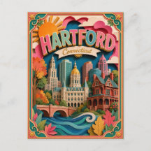Estados PopCut Hartford Connecticut Arte de Papel