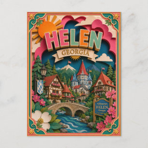 Cartão Postal Estados PopCut Helen Geórgia Arte de Papel