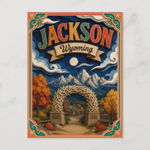 Cartão Postal Estados PopCut Jackson Wyoming Arte em Papel