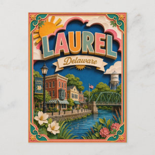 Cartão Postal Estados PopCut Laurel Delaware Arte de Papel