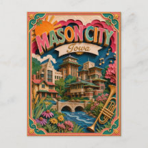 Estados PopCut Mason City Iowa Arte em Papel