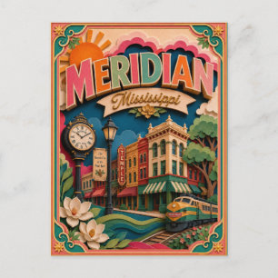 Cartão Postal Estados PopCut Meridian Mississippi Arte em Papel
