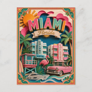 Cartão Postal Estados PopCut Miami Flórida Arte em Papel
