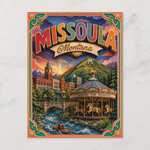 Cartão Postal Estados PopCut Missoula Montana Arte em Papel