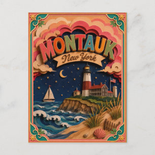 Cartão Postal Estados PopCut Montauk Nova York Arte em Papel