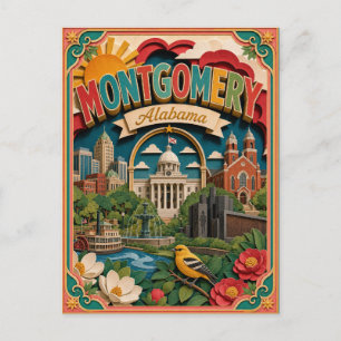 Cartão Postal Estados PopCut Montgomery Alabama Arte de Papel