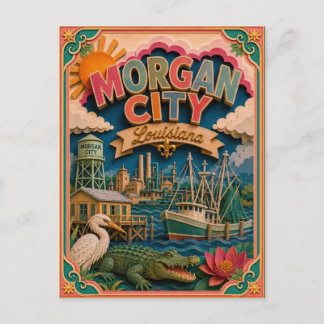 Cartão Postal Estados PopCut Morgan City Louisiana Arte em Papel