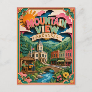 Cartão Postal Estados PopCut Mountain View Arkansas Arte de Pape
