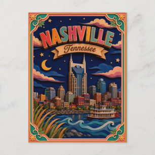 Cartão Postal Estados PopCut Nashville Tennessee Arte em Papel