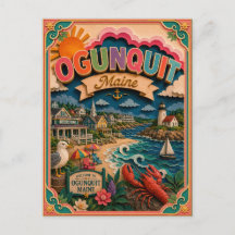 Estados PopCut Ogunquit Maine Arte em Papel