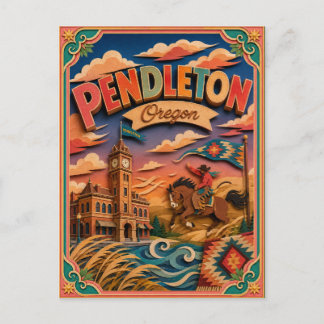 Cartão Postal Estados PopCut Pendleton Oregon Arte em Papel