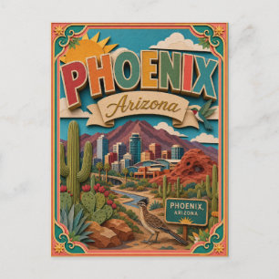 Cartão Postal Estados PopCut Phoenix Arizona Arte de Papel