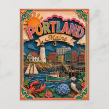 Estados PopCut Portland Maine Arte em Papel